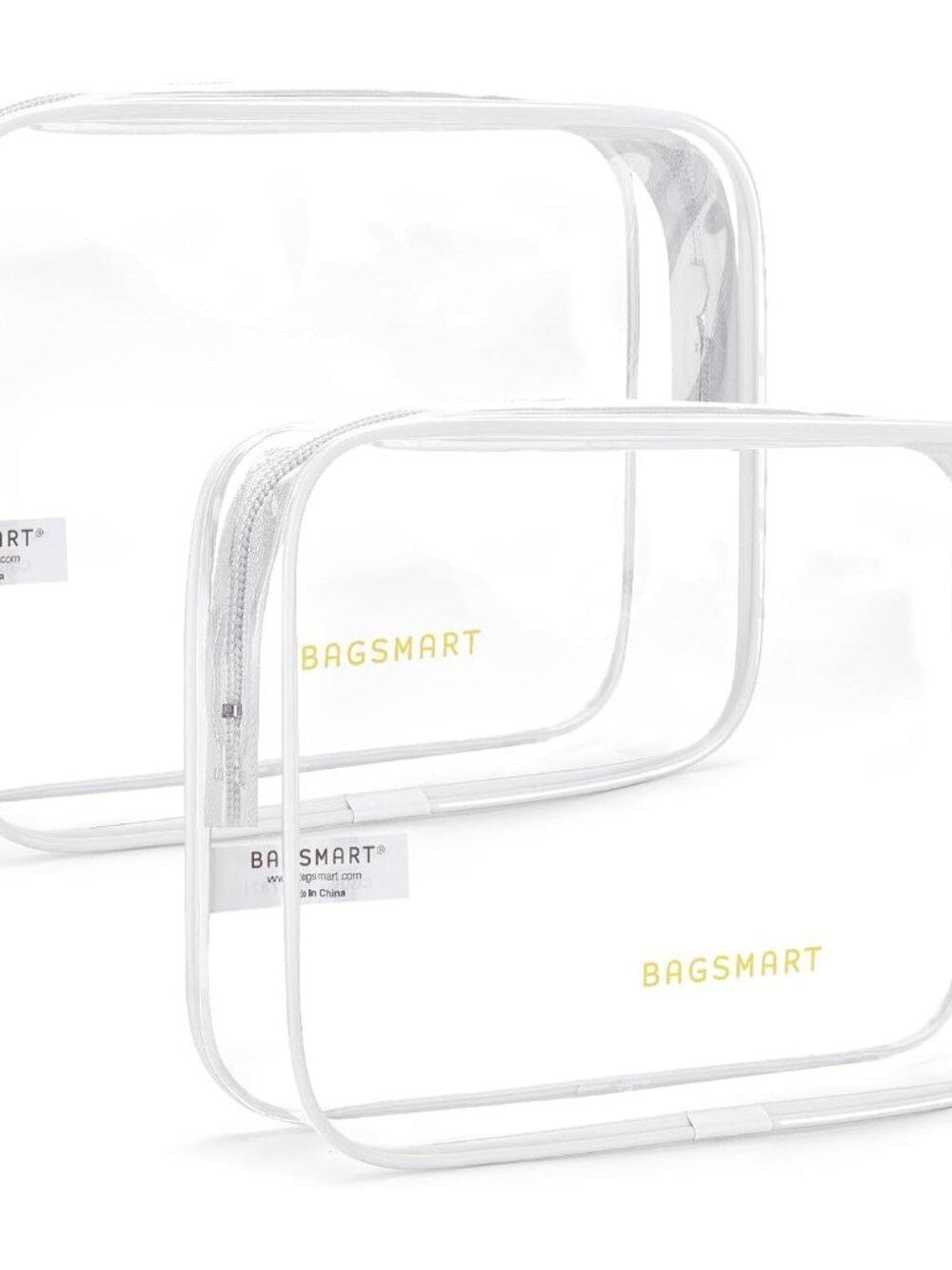 Clear Toiletry Bag 2-Pack TSA Approved Water-Repellent, White | Carry on Travel